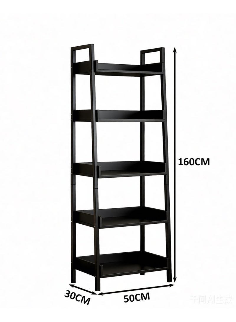 YY-ريشير رف تخزين رف كتب صناعي مكون من 5 طبقات، رف عرض من الخشب والمعدن 160 سم لغرفة المعيشة والمكتب المنزلي - Image 5